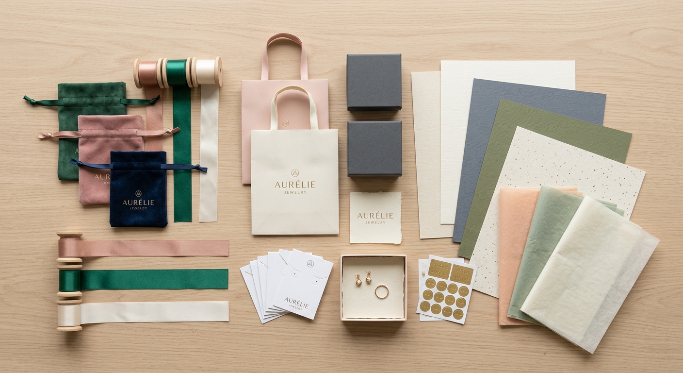 Opciones de personalización para packaging: texturas y cintas.