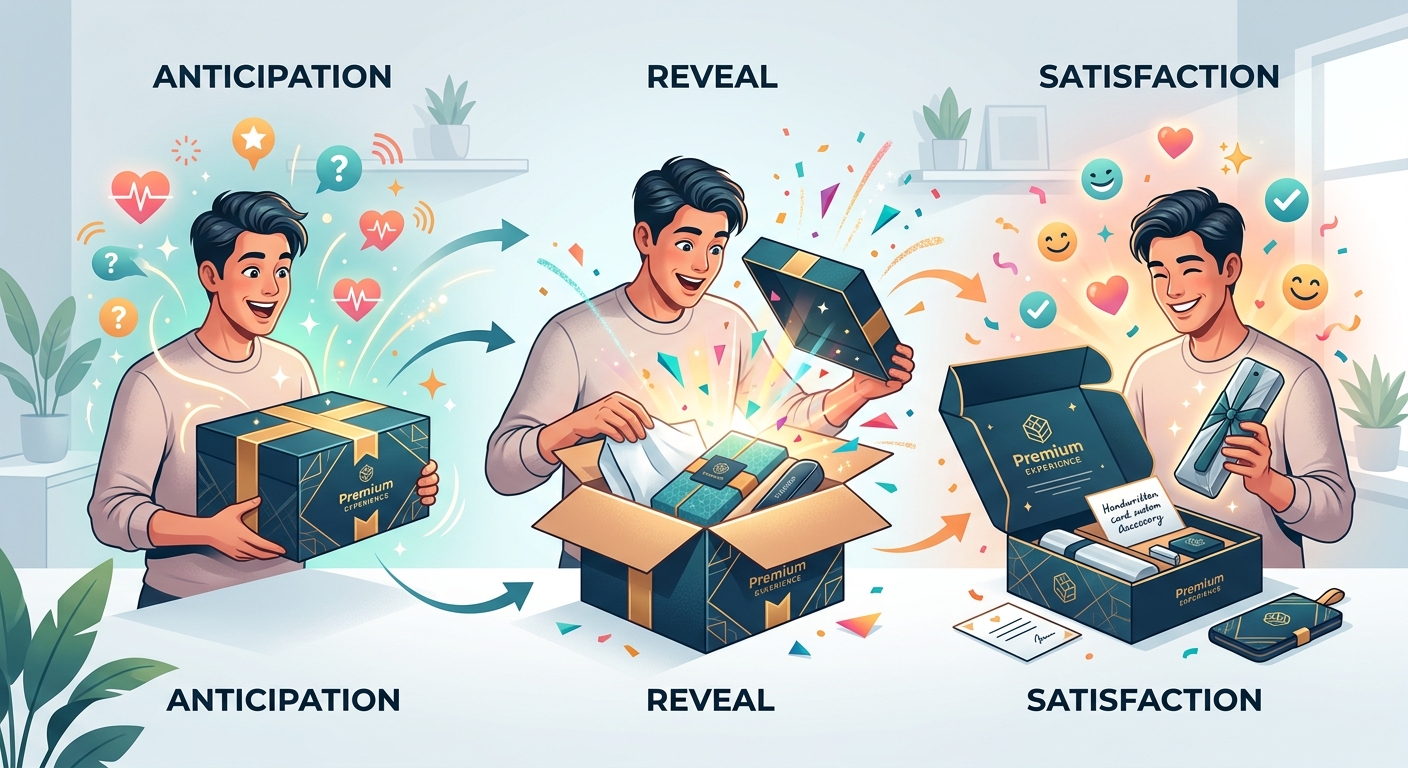 Visualizando la experiencia unboxing: emoción en cada etapa.