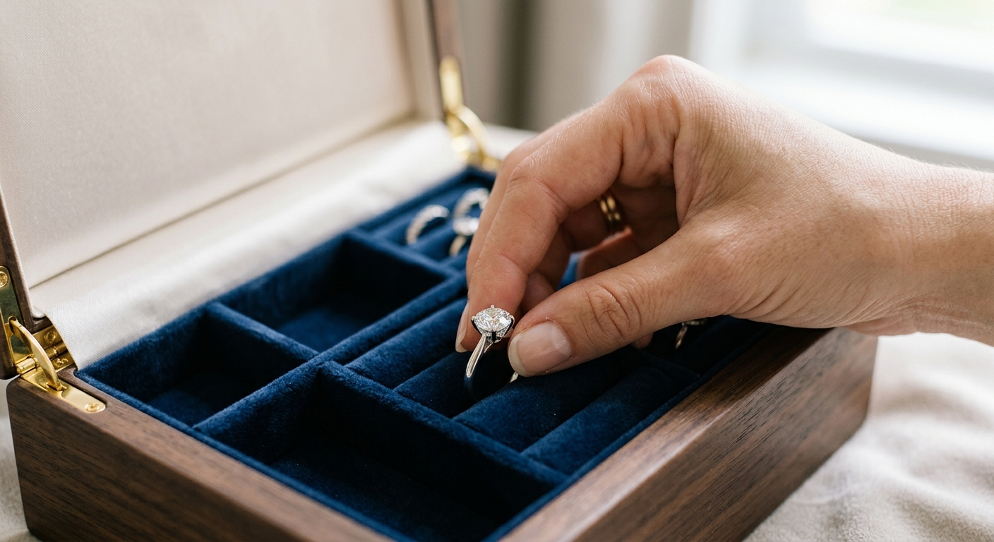 Ranuras de terciopelo: el refugio perfecto para tus anillos.
